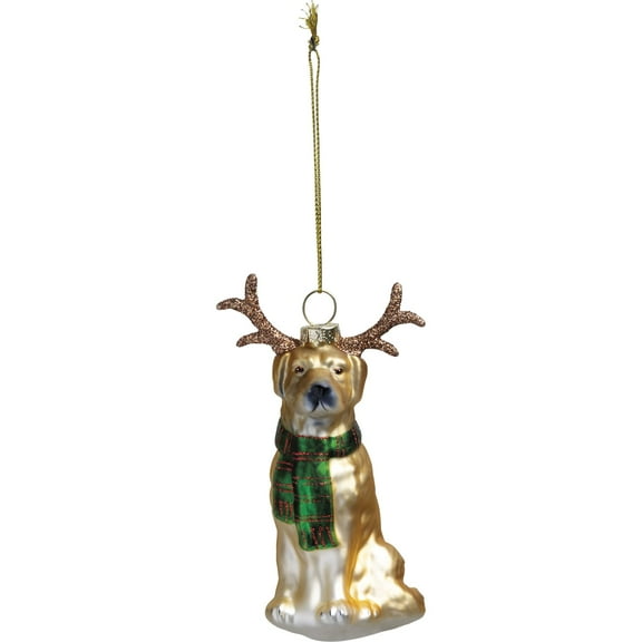 Glass Ornament - Dog & Antlers