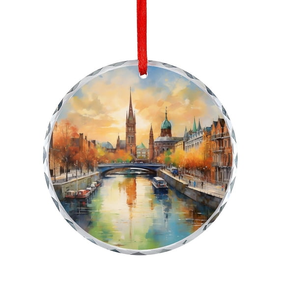 Glass Ornament Dublin City Map In Watercolor Holiday Ornaments Dublin Lovers Gifts for Women