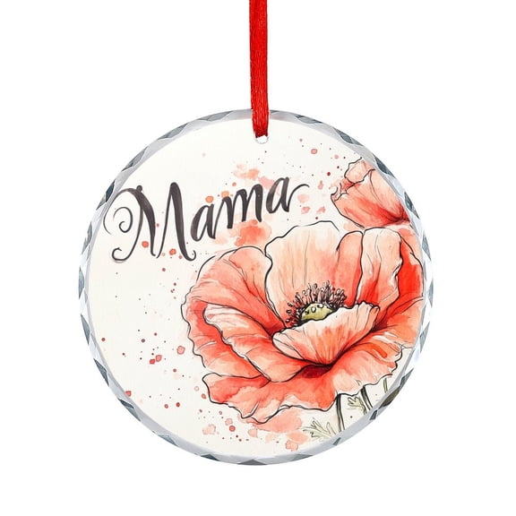 Glass Ornament Floral Mama Christmas Ornaments 2025 Gift for Mother Grandma Birthday Xmas Tree Decor for Kids Mom Dad Friends Loves