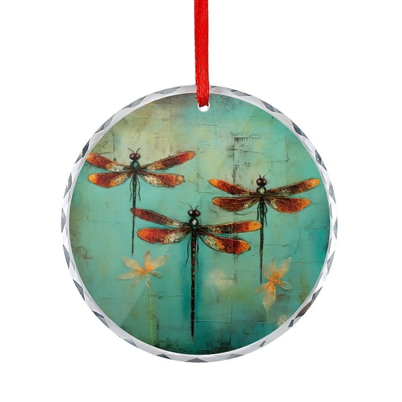 Glass Ornament Painting Of Three Dragonflies In Turquoise Holiday Ornaments Animals Dragonfly Holiday Decor And Xmas Gifts Ideas