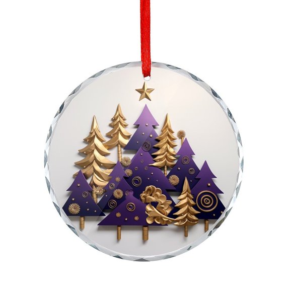 Glass Ornament Purple And Gold Painted Christmas Trees Holiday Ornaments Hello Winter Holiday Holiday Decorations And Xmas Gift Ideas