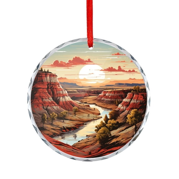 Glass Ornament Vintage National Park Retro Christmas Glass Decoration Abstract Travel Mountain Gift Exchange Present Ideas