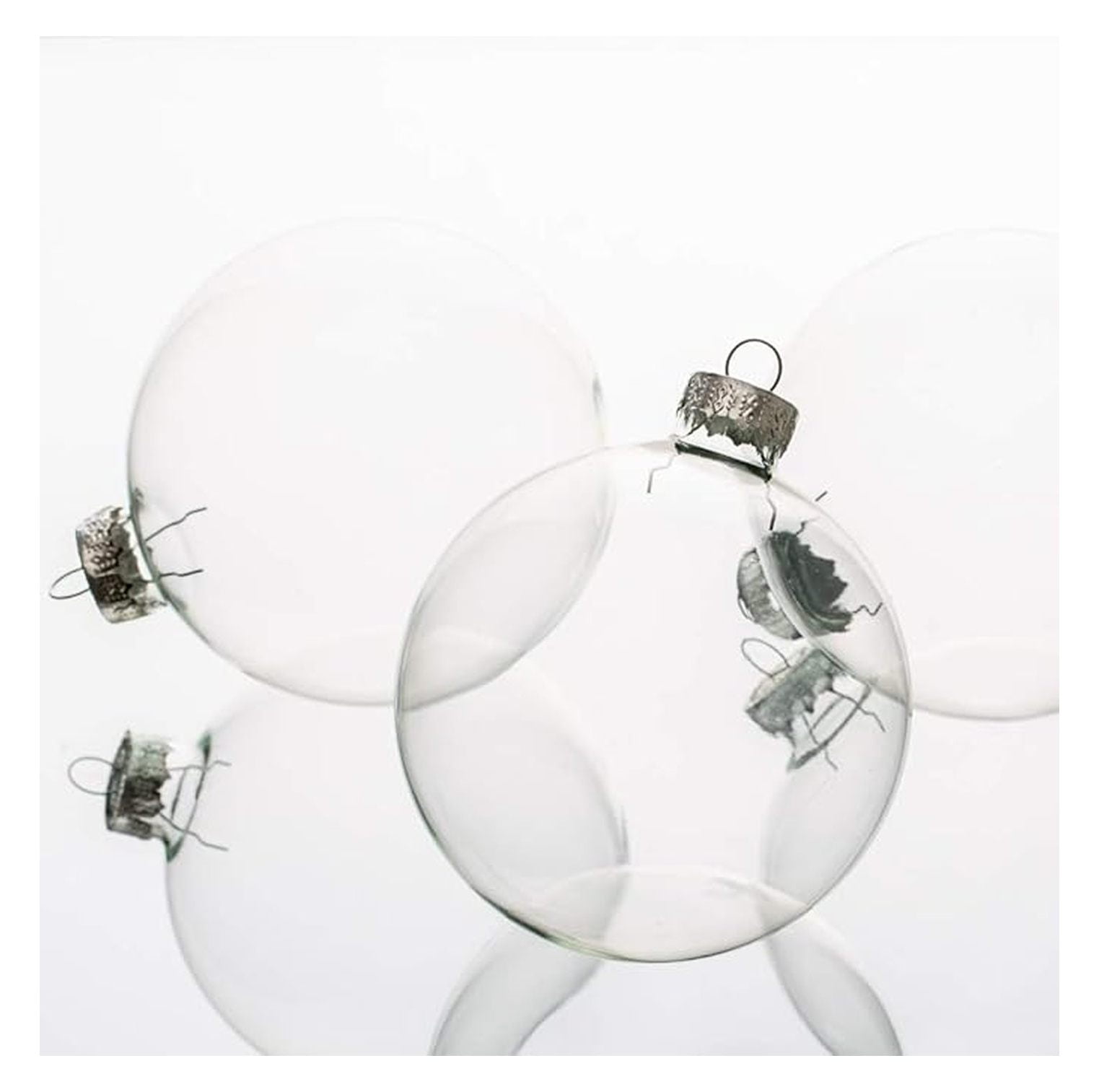 Glass Ornaments 3 Inch - Set of 24 Clear Glass Bulbs for Christmas, DIY Crafts, Weddings & Party Decorations - Fillable Spheres with Silver Caps