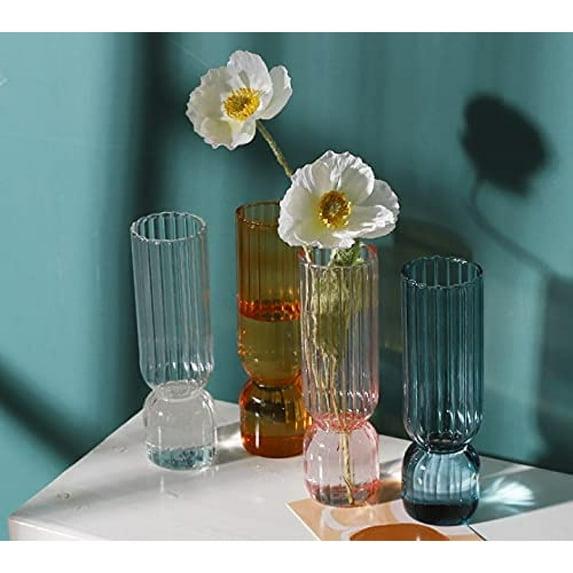 Glass Ornaments Decorative Colored Striped Glass Vase (Orange)