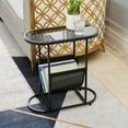 thumbnail image 1 of Glass Oval Small Side Tables Living Room Small Space With Magazines Organizer Storage Space, 1 of 6
