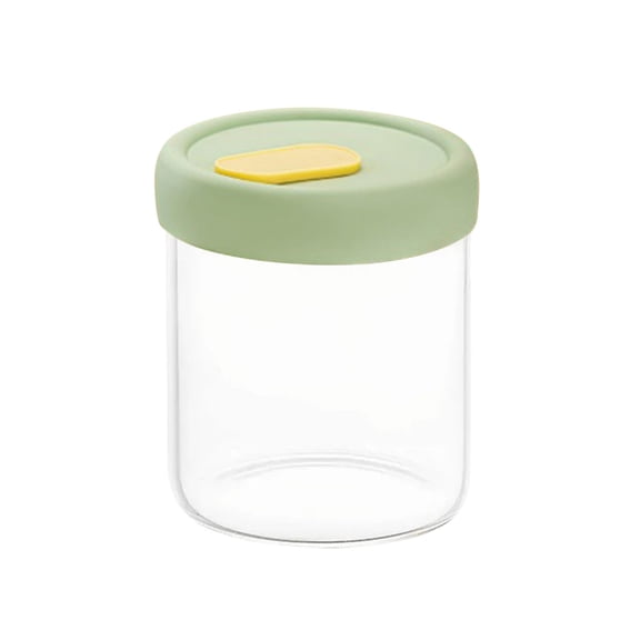 Glass Pantry Storage Jars with Airtight Lid,Thicken Glass Kitchen Canisters,3.74x3.35 inch Tramsparent Moisture-proof Glass Food Storage Containers for Tea,Sugar,Cookie,Coffee (Green)