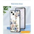 thumbnail image 1 of Glass Pattern Diamond Case for iPhone 13 with Exquisite Glass Back , Floral Flower Pattern, Ring Holder Cute Slim Thin TPU Soft Bumper Protective Cover Phone Case For iPhone 13,A, 1 of 1