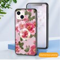 thumbnail image 1 of Glass Pattern Diamond Case for iPhone 13 with Exquisite Glass Back , Floral Flower Pattern, Ring Holder Cute Slim Thin TPU Soft Bumper Protective Cover Phone Case For iPhone 13,F, 1 of 1