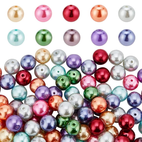Glass Pearl Beads Round Mixed Color 12mm 100pcs/box