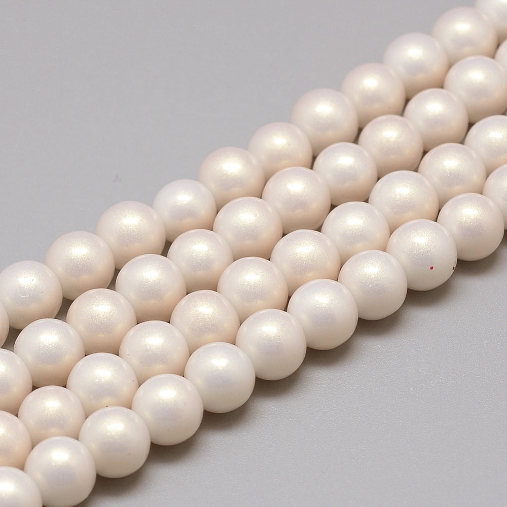 Glass Pearl Beads Strands Baking Painted Pearlized Style Dyed Round Misty Rose 8~8.5mm Hole: 1.5mm about 100~105pcs/strand 31.8 inch DIY