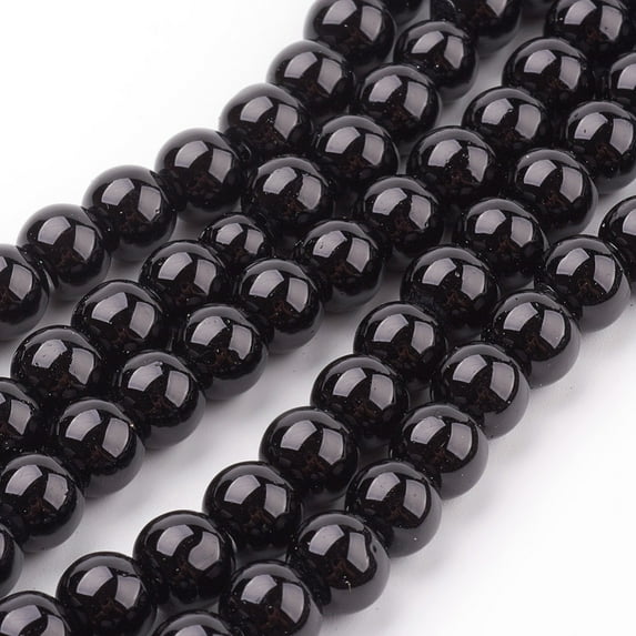 Glass Pearl Beads Strands Pearlized Round Black 8mm Hole: 1mm about 100pcs/strand 30.71 inch(78cm)