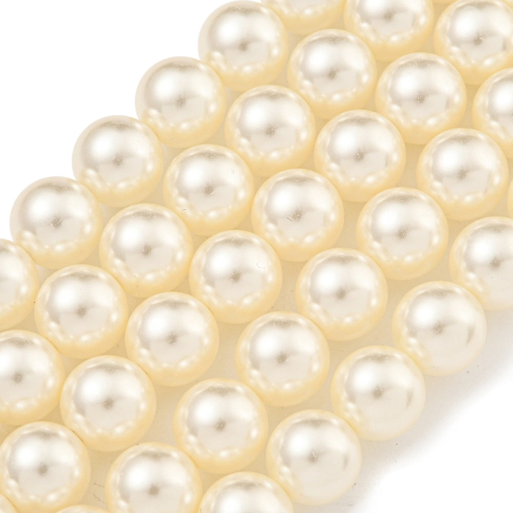 Glass Pearl Beads Strands Round Bisque 10mm Hole: 0.6mm about 43pcs/strand 16.18''(41.1cm)