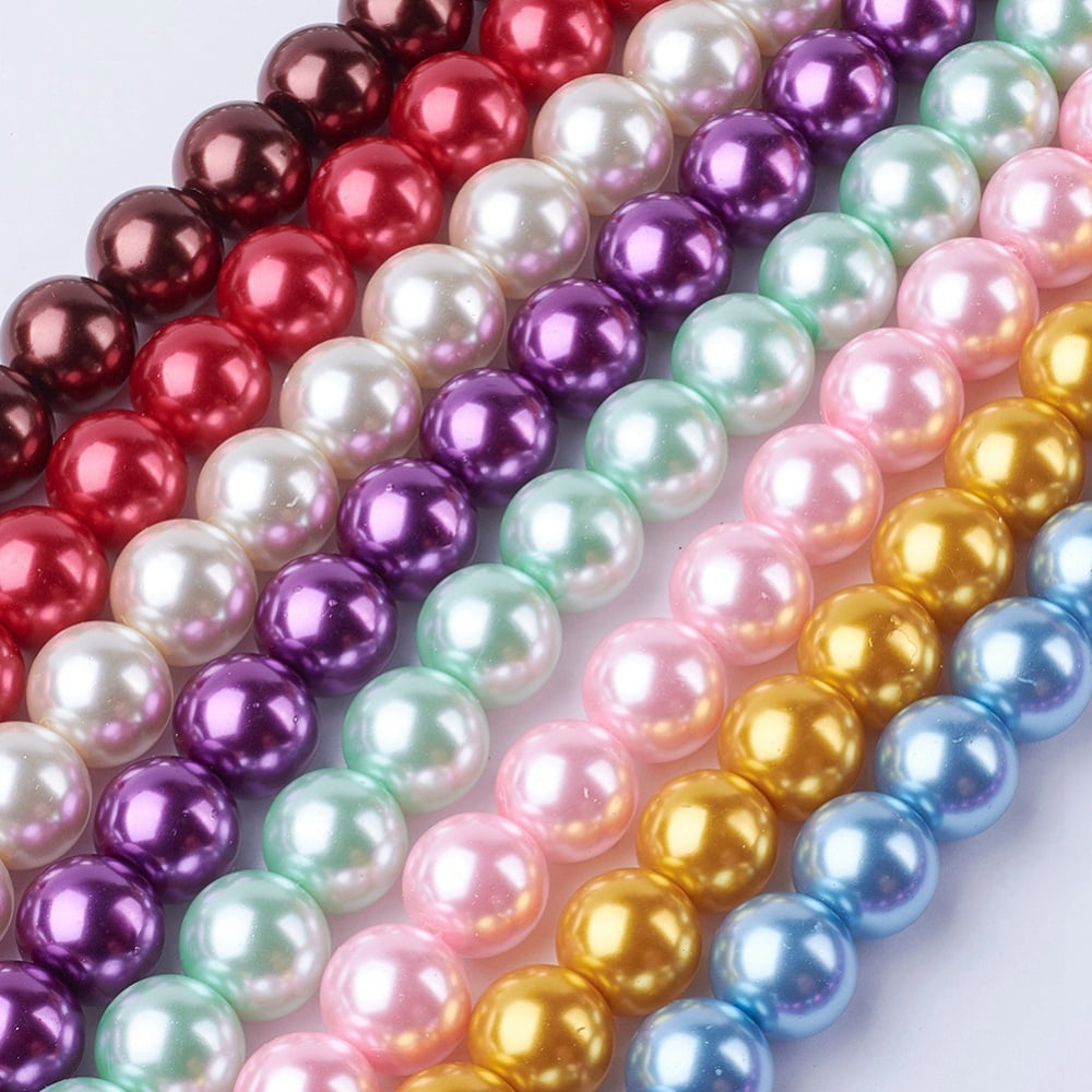 Glass Pearl Beads Strands Round Mixed Color 6mm Hole: 0.5mm about 140pcs/strand 32 inch/strand