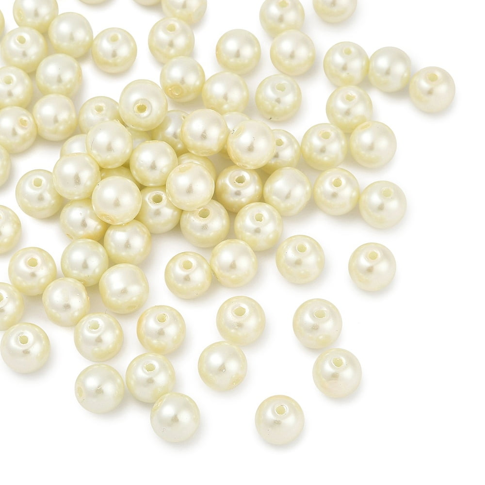 Glass Pearl Beads Strands Round Pearlized Creamy White 8.5x7.5mm Hole: 1.6mm 694pcs/500g