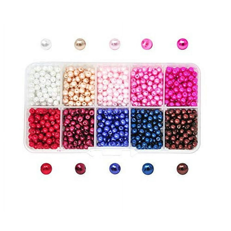 Glass Pearl Beads for Jewelry Making, Faux Pearls for Crafts with Hole  Assortment Kit 500 PCs Bulk Pack by Mandala Crafts ( Combo 1, 6mm) 