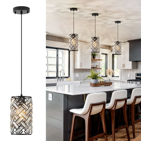 Glass Pendant Light Brushed Nickel 11-inch Hammered Pendant Lighting ...