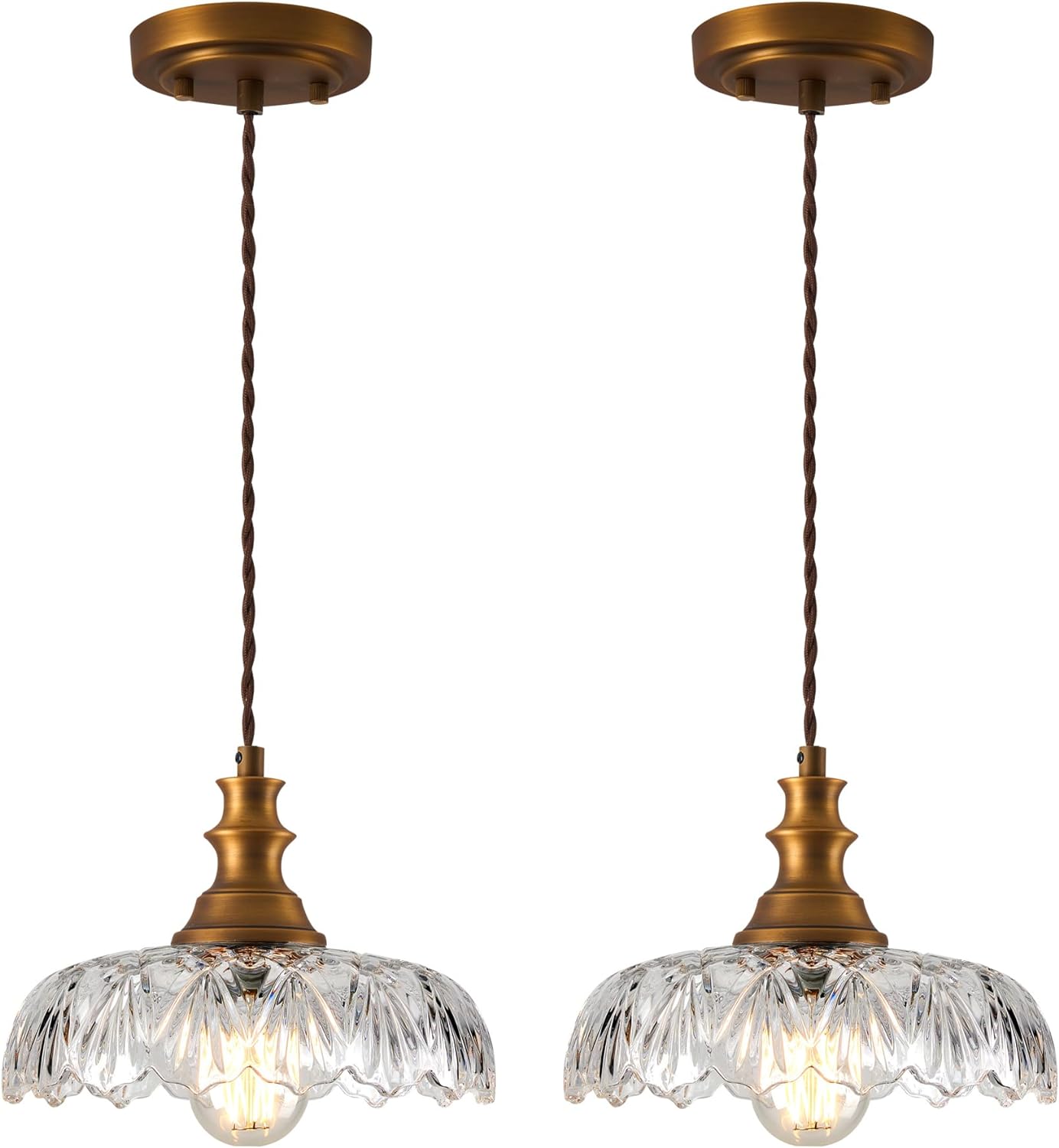 Glass Pendant Lights Vintage Gold Light Fixture Farmhouse Large Modern