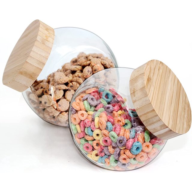 Glass Penny Jars with Bamboo Lids EcoEvo, Glass Cookie Jars, Glass