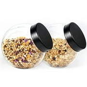 Glass Penny Jars with Black Lids, Glass Cookies Jars with Airtight Lids