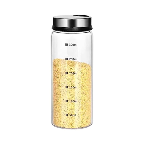 Glass Pepper Shakers With Adjustable Holes, Gaqring Clear Glass Spice Shaker Bottles, Stainless Steel Rotating Lid Three Sizes Kitchen Seasoning Cans for Sugar