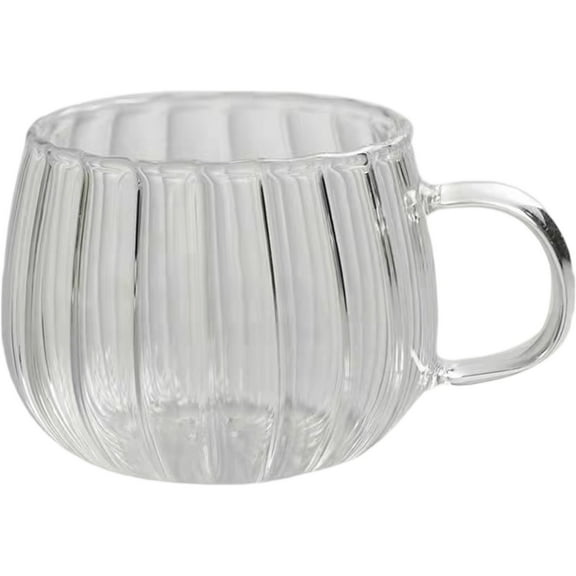 Glass Petal Tea Cup with Handle, 5oz Vertical Patterned Transparent Flower Tea Cup for Blooming Tea, Green Tea, Herbal Tea, Home Use, Elegant Drinking Glass,A