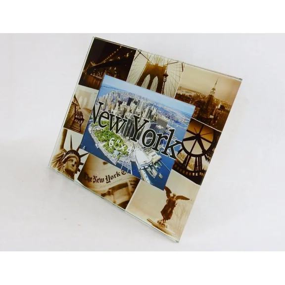 Glass Photo Frame New York City Urbanscape, Brown Highlights, 4X6, Zizo #Pf047
