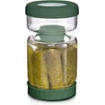 Glass Pickle Jar,34oz Olive Hourglass Jar with Strainer,Airtight Glass
