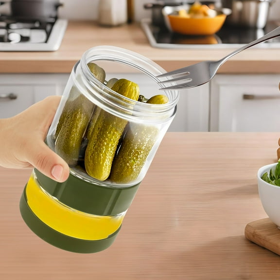 Glass Pickle Jar Dry Wet Separation Pickle and Olive Jar Large Capacity Upside Down Kimchi Cucumber Container for Home Kitchen