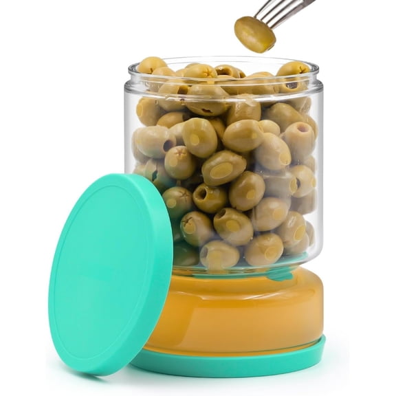 Glass Pickle Jar with Strainer for Pickle Lover - 50 oz Airtight Olive Container with , Kitchen Organization -Have Versatile Hourglass Jar, , Dishwasher Safe (Green)