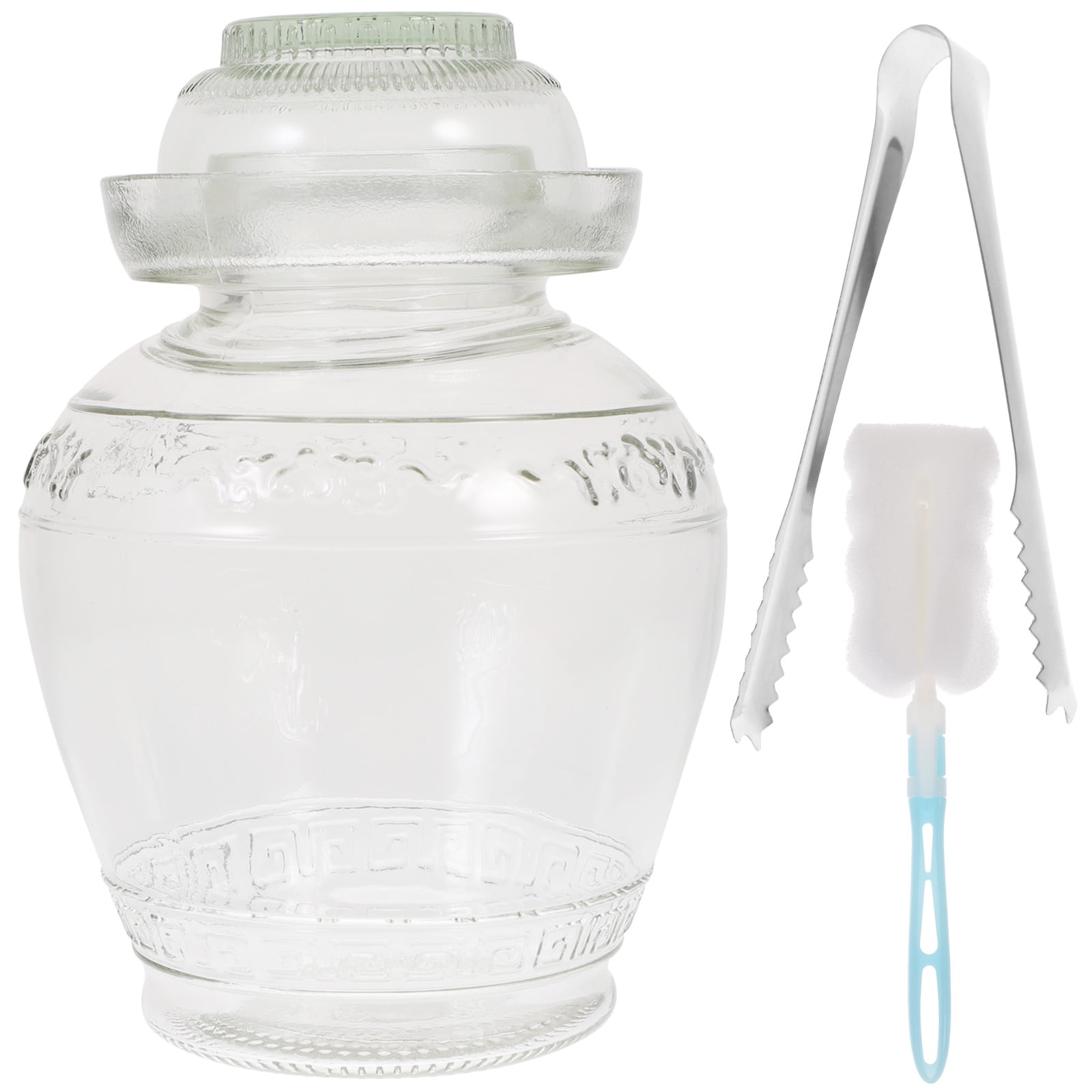 Glass Pickle Jar with Lids Traditional Fermenting Crock with Water Seal Lid Glass Sauerkraut Jar