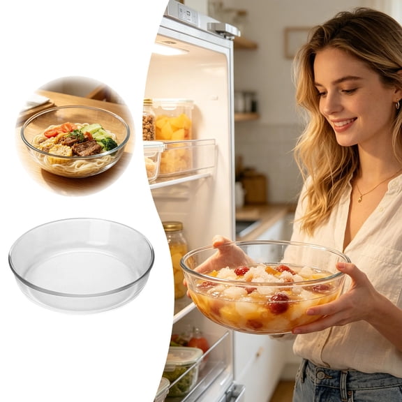 Glass Pie Pan Heat Resistant Baking Plate Round Bakeware For Home Kitchen Cooking(Clear-26.1Cm)