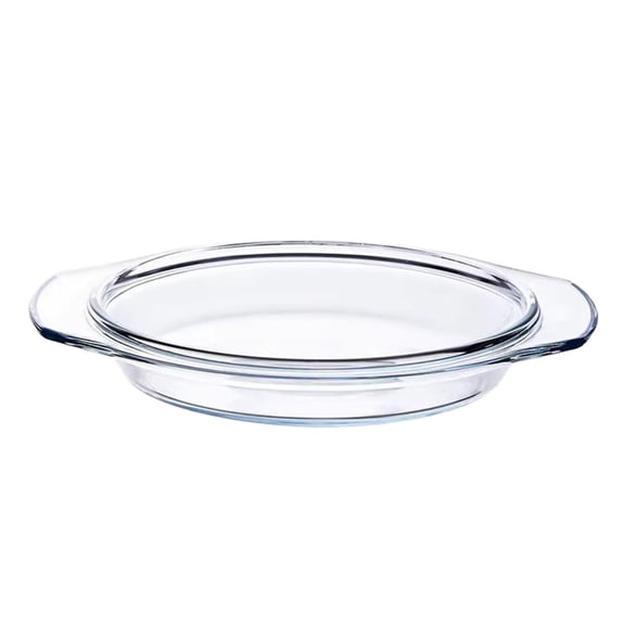 Glass Pie Pan, Oven Safe Clear Pie Plate for Baking Pies Quiches and Tarts, Deep Dish Glass Baking Dish with Handles, Versatile Bakeware for Microwave Fridge Freezer and Dishwasher Use