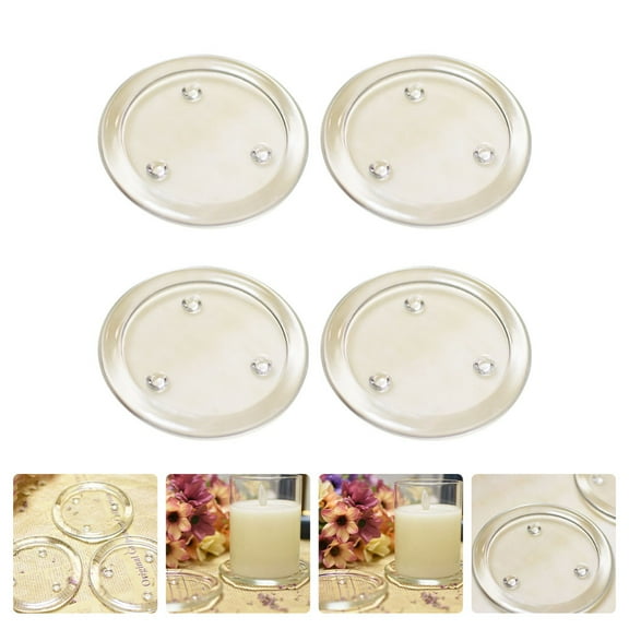 BALAHAPY Transparent Glass Plate Round 4Set 3.93x3.93x1.06in