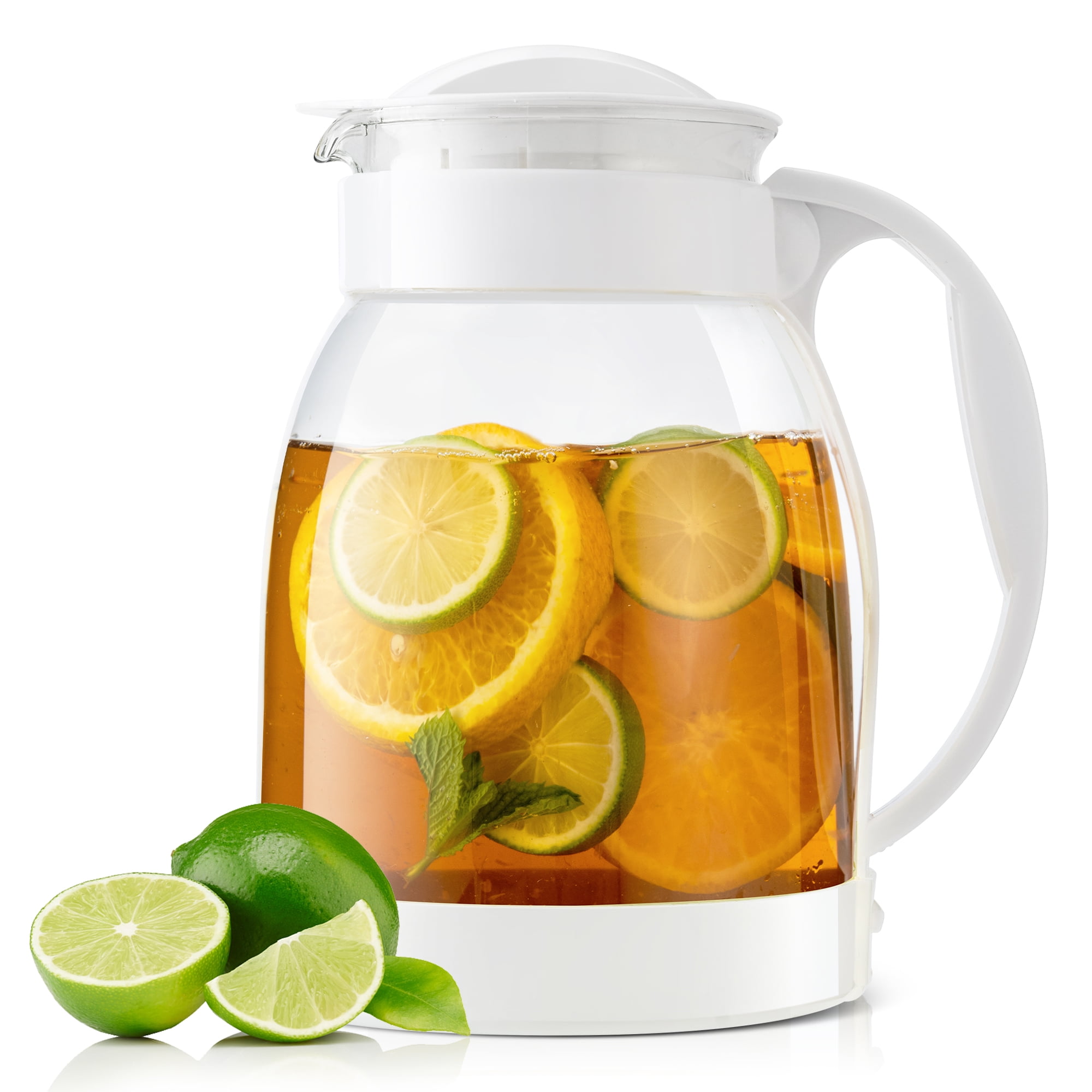  Hiware Glass Pitcher with Lid and Spout - 68 OZ Water Pitcher  for Hot/Cold Water & Iced Tea, 18/8 Stainless Steel Lid, High Heat  Resistance, 100% Lead-free Clear : Home & Kitchen