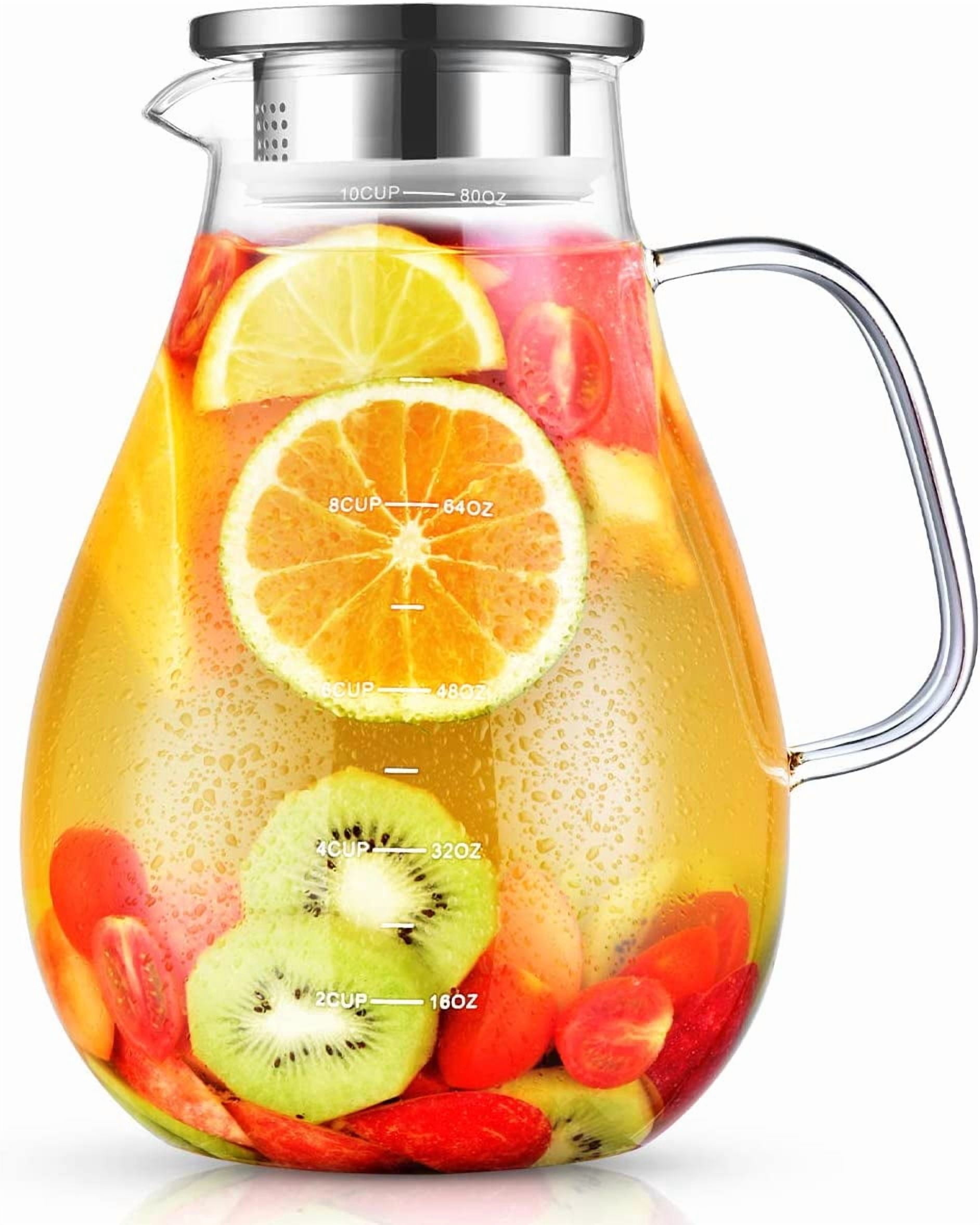 Glass Pitcher, 80oz Water Pitchers with Lid and Spout for Drinks, Hot ...