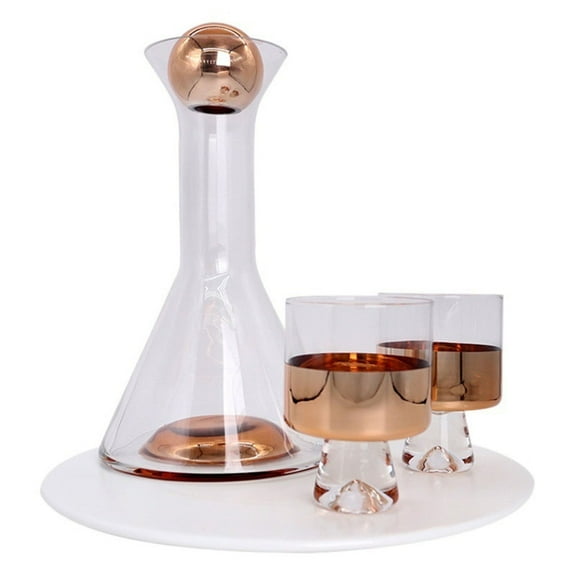 Glass Pitcher,Amber Glass Pitcher with Rose Golden Handle and Wide Mouths for Easy for Iced Teas Juices