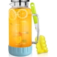 thumbnail image 1 of 68oz Glass Pitcher with Lid, 2 Liter Water Carafe with Silicone Base and Precise Scale Line, Ice Tea Pitcher for Fridge, Anti-Slip Glass Jug for Sun Tea Juice Coffee Milk Beverage (Gray), 1 of 6
