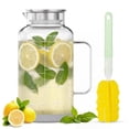 thumbnail image 1 of 68 oz Glass Water Carafe with Lid and Spout, 2L Water Pitcher with Silicone Base and Precise Scale Line, Easy to Clean Thickened Borosilicate Glass Jug for Cold and Hot Beverage, 1 of 7