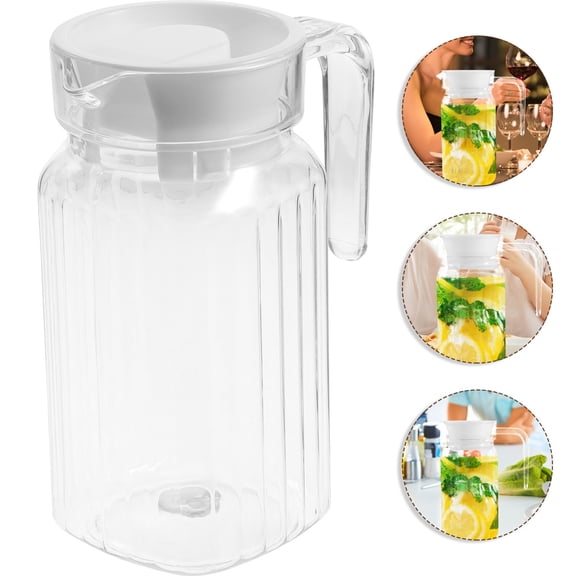 Glass Pitcher with Lid, Clear Plastic Pitcher with Removable Lid, Transparent Juice Water Pitcher for Iced Tea, Sangria, Lemonade, Cold or Hot Beverages (Clear, 600Ml)