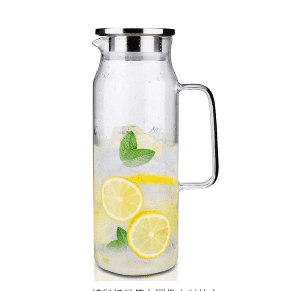 Glass Pitcher with Lid and Handle 50 oz/1500ml Water Pitcher for Ice Tea and Homemade Juice Heat Resistant Borosilicate Glass Carafe for Hot/Cold Water
