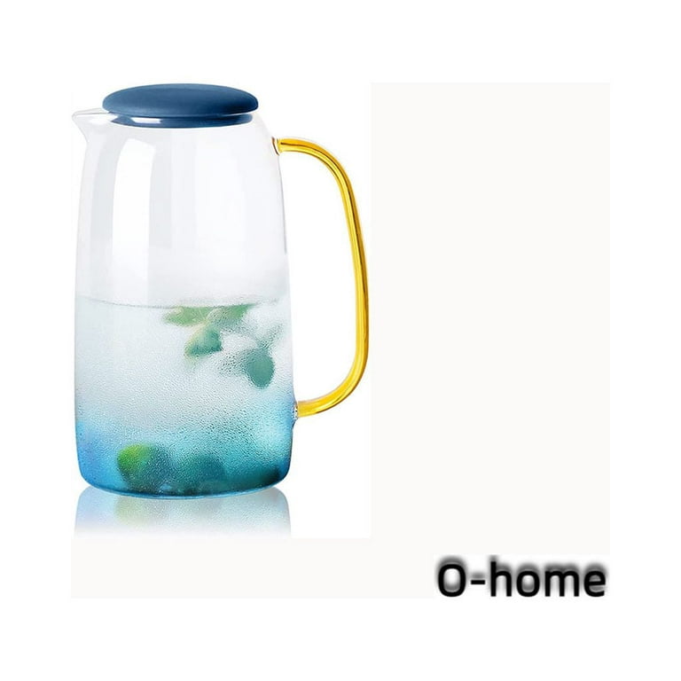 Glass Pitcher With Lid,Lemonade Pitcher,Tea Pitcher,Borosilicate Glass  Carafe,For Hot And Cold Water, Drinks, Wine, Tea