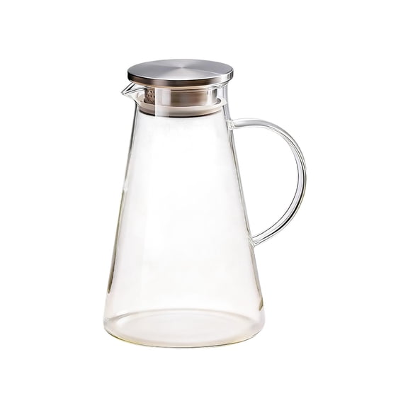 Glass Pitcher With Lid Set, Large Capacity Borosilicate Drink Dispenser, Heat Resistant Juice Tea Coffee Jug, Cold Hot Beverage Storage Container, Home Kitchen Fridge Drink Server