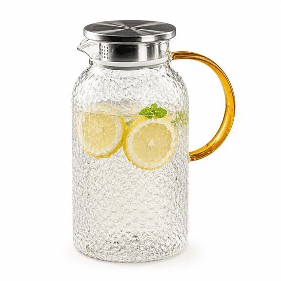 Baalaka Glass Pitcher with Lid, 64 oz Borosilicate Glass Water Pitcher, Iced Tea Pitcher for Juice and Hot or Cold Drinks, Wide Mouth