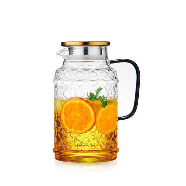 Glass Pitcher With Lid Handle Cold Water Glass Kettle Beverage Jug Tea