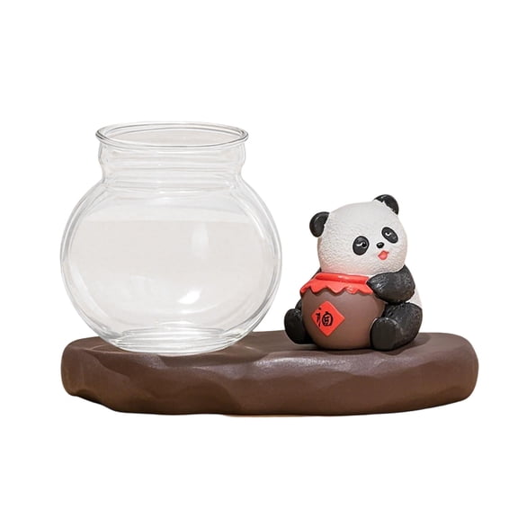 Glass Planters for Indoor - Cute Cartoon Panda Propagation Vases for Hydroponic Plants, Unique Desk Decor & Gift for Lovers - Growing Station with Water Window