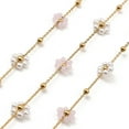thumbnail image 1 of Glass Plastic Pearl Beaded Flower Link ChainsSoldered with Spool Golden 8.5x9x3mm 8x8.5x3mm 32.81 Feet(10m)/Roll, 1 of 3