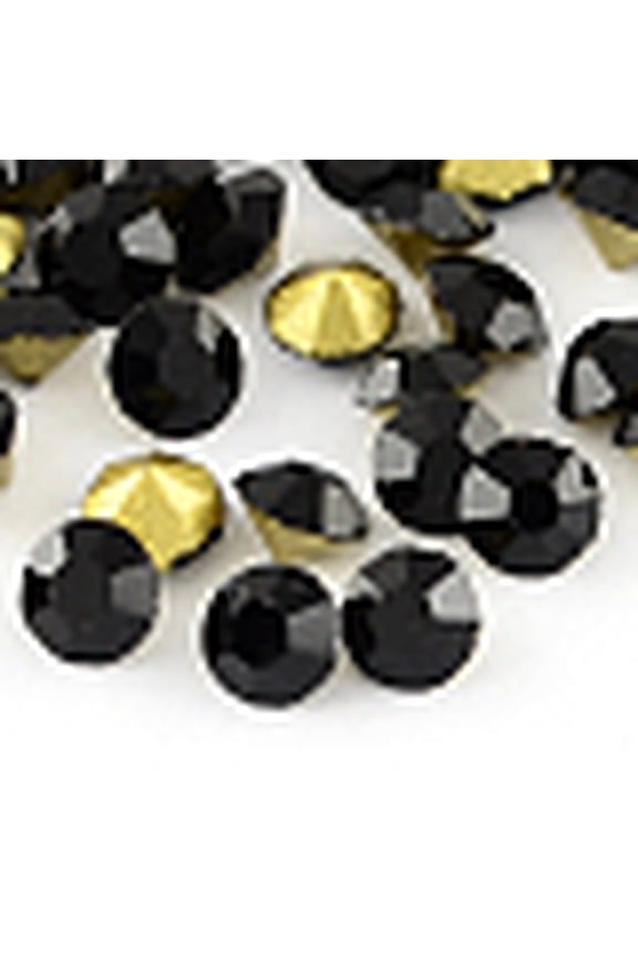 Glass Pointed Back Rhinestone Back Plated Diamond Jet 8~8.3mm about 144pcs/gross