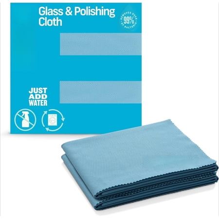 Glass & Polishing Cloth - Microfiber Cleaning Towel Cloth for Windows, Cars, Mirrors, Eyeglasses, & More, Streak Free Clean, Reusable & Machine Washable - Alaskan Blue