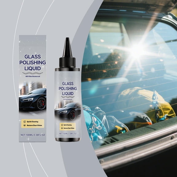 Glass Polishing Solution Oil Film Remover 100ml – Automotive Windshield and Household Glass Cleaner, Streak-Free Finish, Safe for Mirrors and Windows