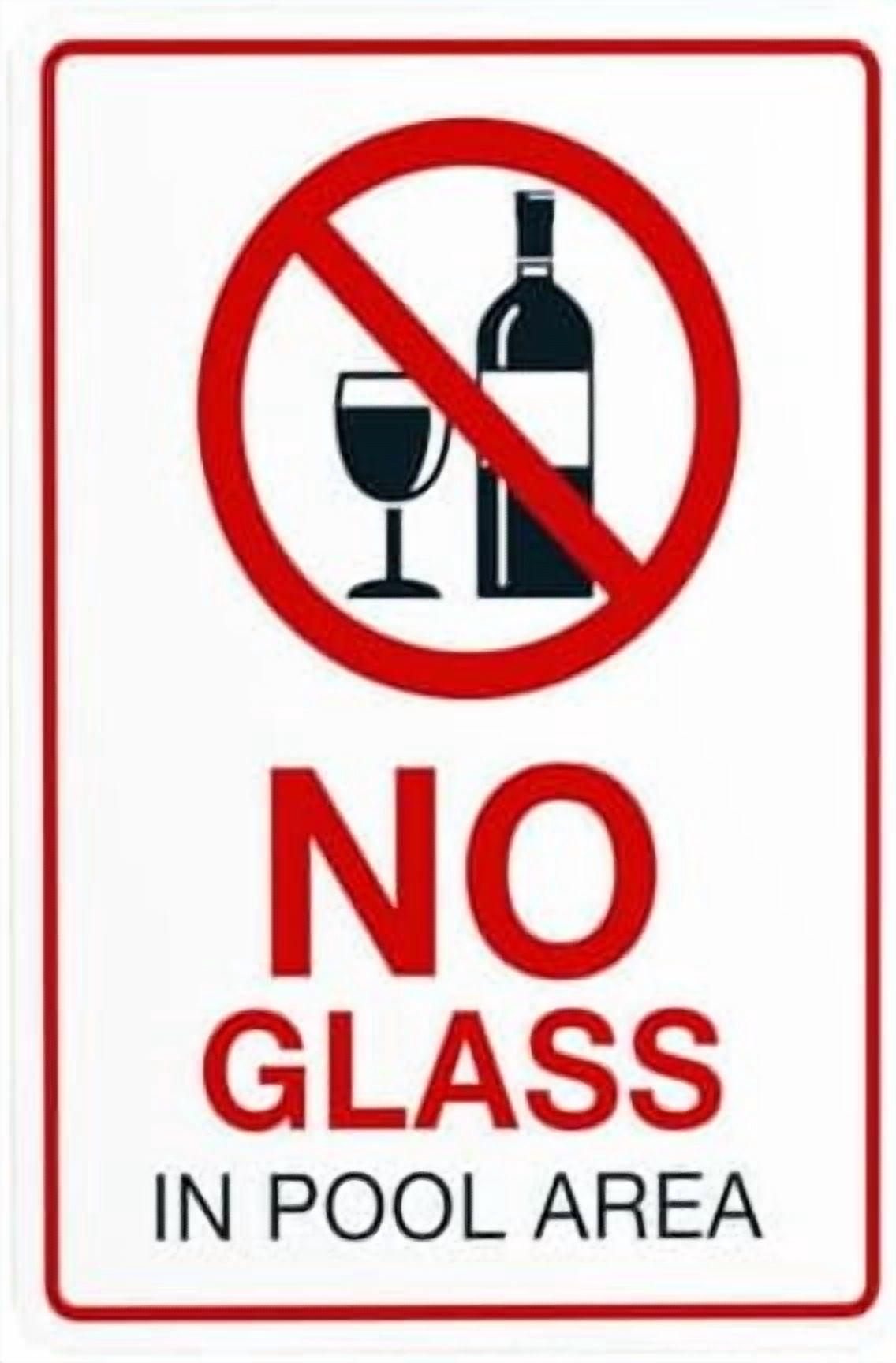 No Glass in Pool Area Pool Warning Sign, Pool Rules Security Metal ...